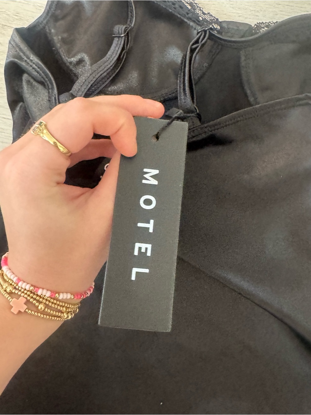 NWT! Motel Rocks Satin Lacey Black Dress - Picture 6 of 7